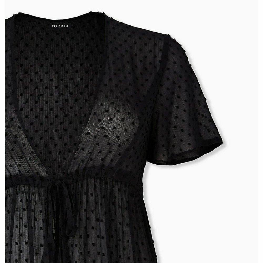 Torrid 3X Kimono Duster Top Black Tiered Sheer - Picture 4 of 7